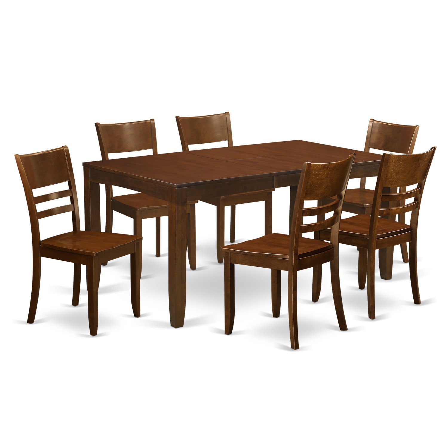 lyfd7esp espresso rubberwood 7piece dining table set with table and six  kitchen chairs