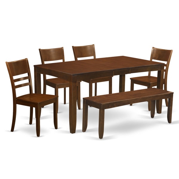 Lyfd6 Esp Espresso Wood Dining Table With Leaf And 4 Chairs Lyfd6 Esp Espresso Wood Dining Table With Leaf And 4 Chairs Plus 1 Bench Free Shipping Today 11996960
