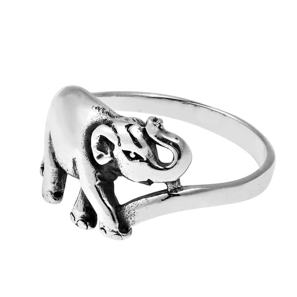 Argent Sterling 925 Pretty Walking Elephant Design silver ring 9 mm Taille 3-13