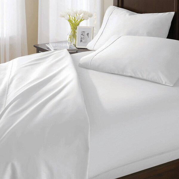 Portland Place 300TC Cotton White Twin Solid Sheet Set On Sale Overstock 11997383