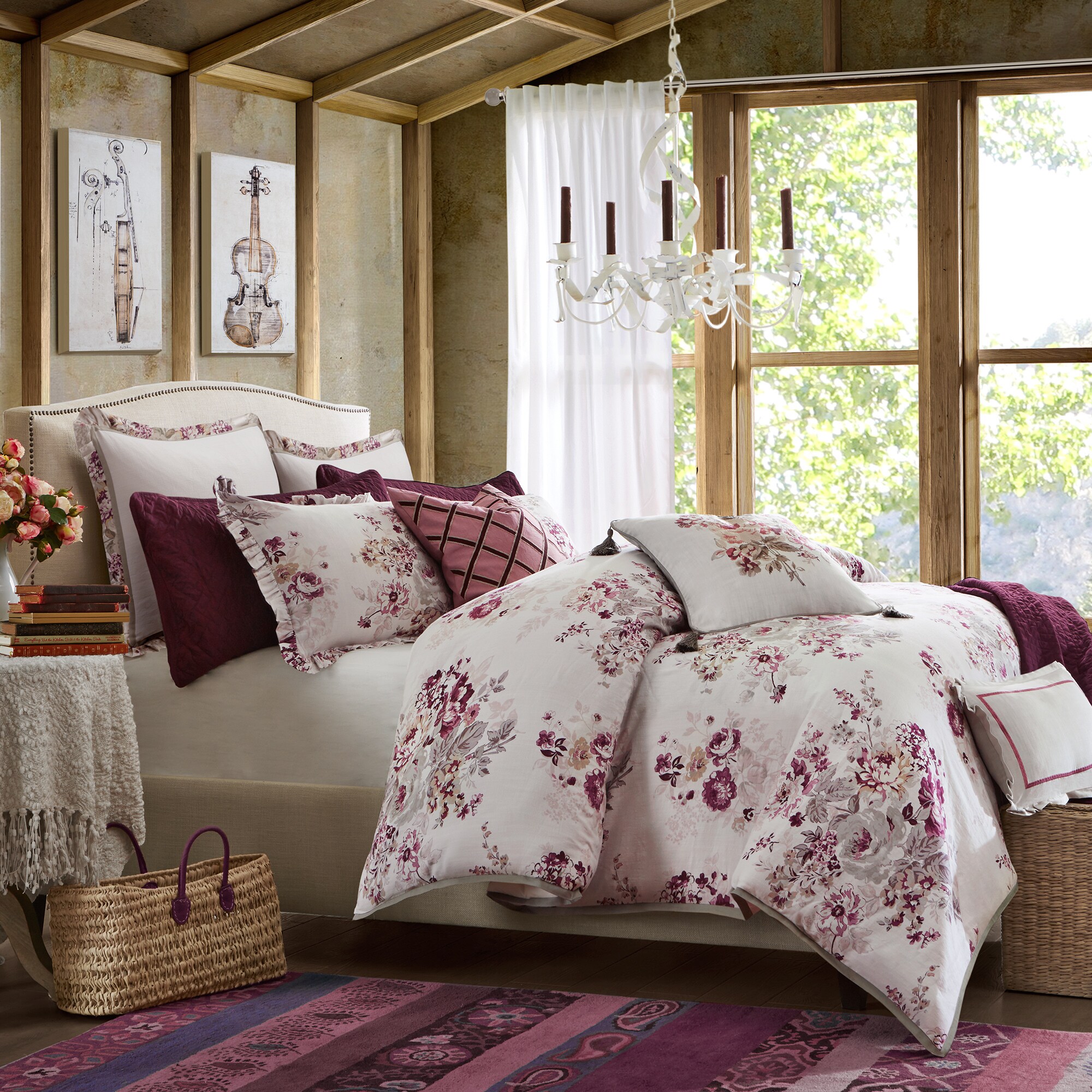 Hampton Hill Vintage Floral Berry Cotton Comforter Set Overstock 11997386