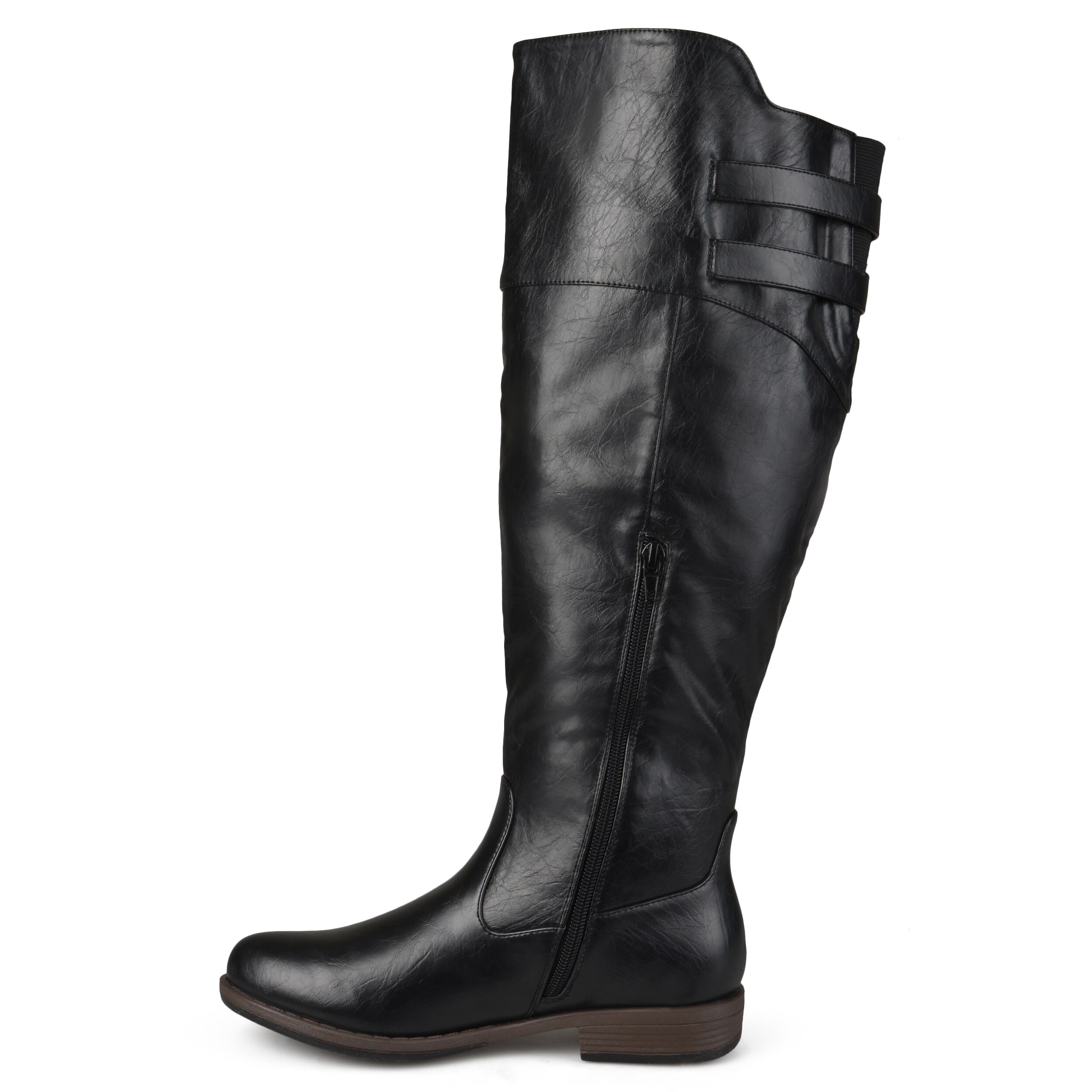 pop womens foster riding boots stacked heel buckle