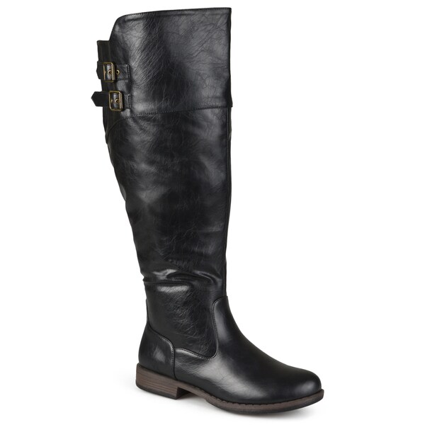 black knee high wide calf boots