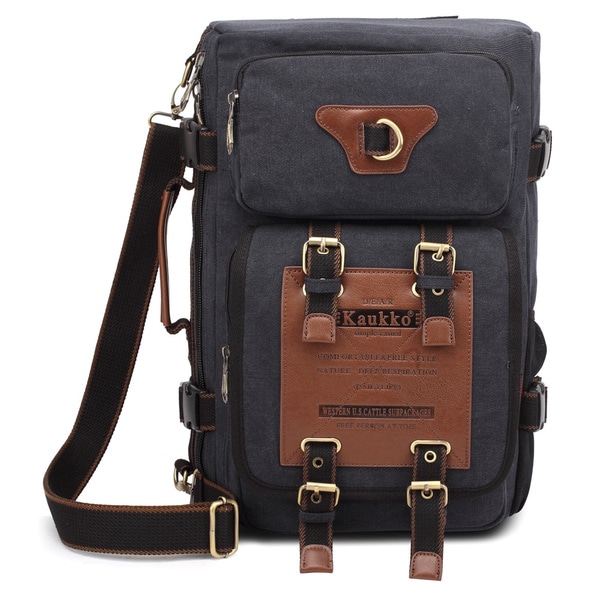 Shop Kaukko Black Canvas Outdoor Camping/Hiking Backpack Free