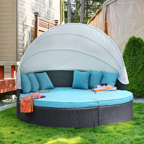 Furniture of America Jeto Brown 4-piece Outdoor Canopy Sofa Set