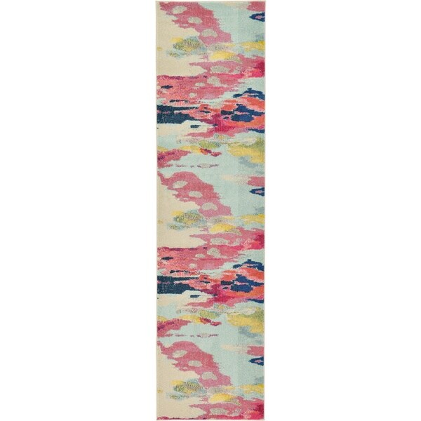 Barcelona Pink/Green Runner Rug (2'7 x 10') Free Shipping Today 18877315