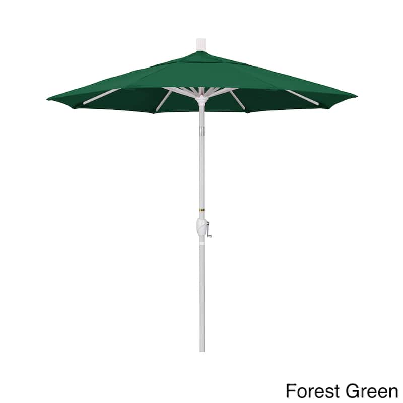 California Umbrella 7.5' Rd. Aluminum Patio Umbrella, Crank Lift with Push Button Tilt, White Finish, Sunbrella Fabric
