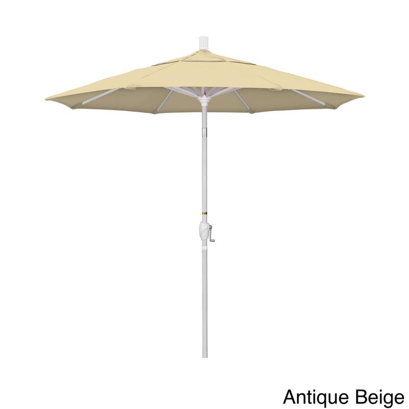 California Umbrella 7.5' Rd. Aluminum Patio Umbrella, Crank Lift with Push Button Tilt, White Finish, Sunbrella Fabric - Antique Beige