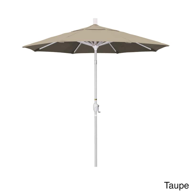 California Umbrella 7.5' Rd. Aluminum Patio Umbrella, Crank Lift with Push Button Tilt, White Finish, Sunbrella Fabric - Taupe