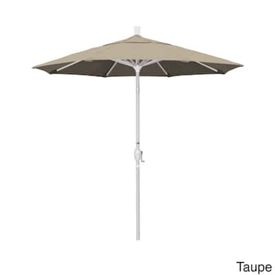 California Umbrella 7.5' Rd. Aluminum Patio Umbrella, Crank Lift with Push Button Tilt, White Finish, Sunbrella Fabric