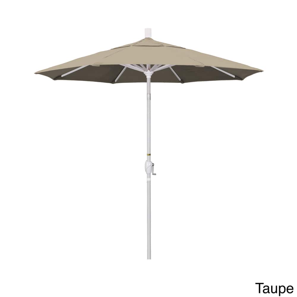 California Umbrella 7.5' Rd. Aluminum Patio Umbrella, Crank Lift with Push Button Tilt, White Finish, Sunbrella Fabric