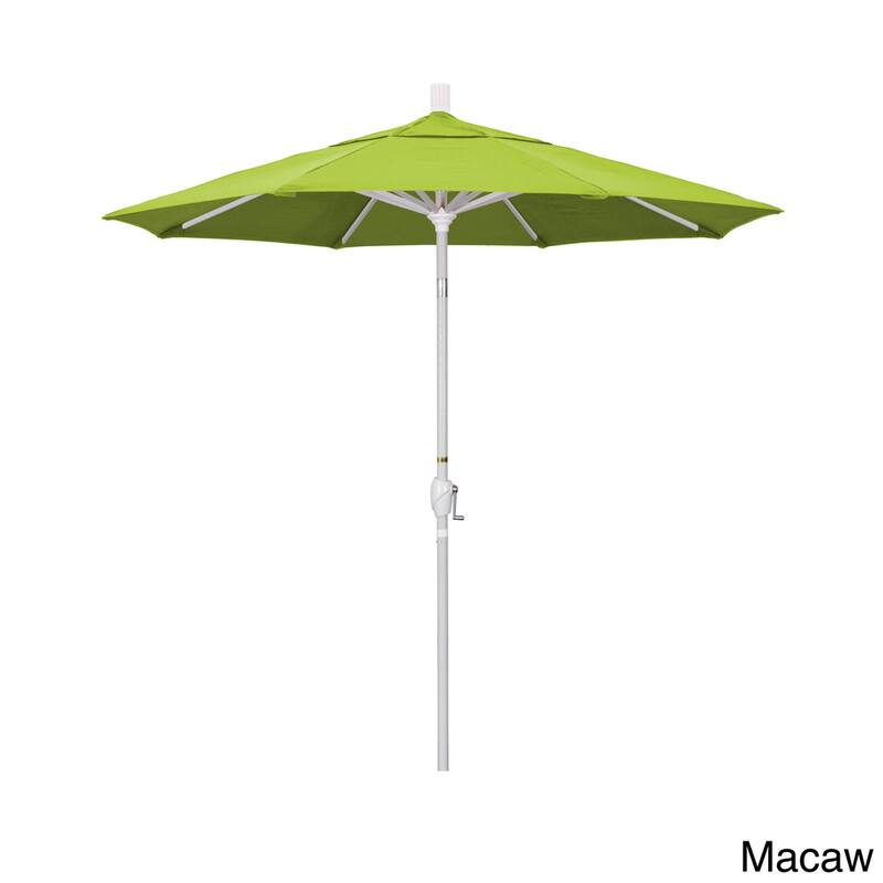 California Umbrella 7.5' Rd. Aluminum Patio Umbrella, Crank Lift with Push Button Tilt, White Finish, Sunbrella Fabric - Macaw