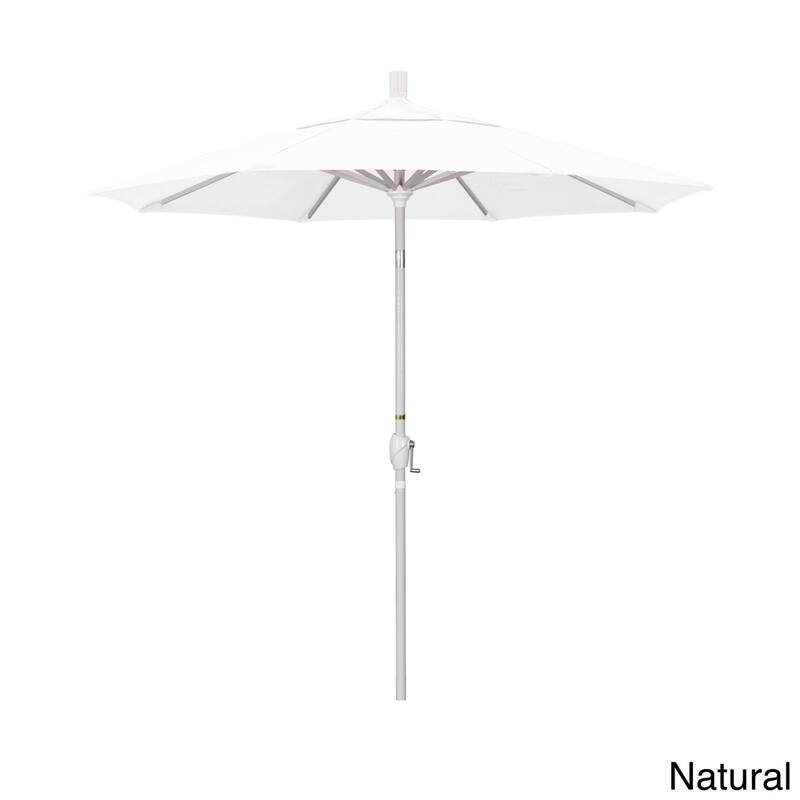 California Umbrella 7.5' Rd. Aluminum Patio Umbrella, Crank Lift with Push Button Tilt, White Finish, Sunbrella Fabric - Natural