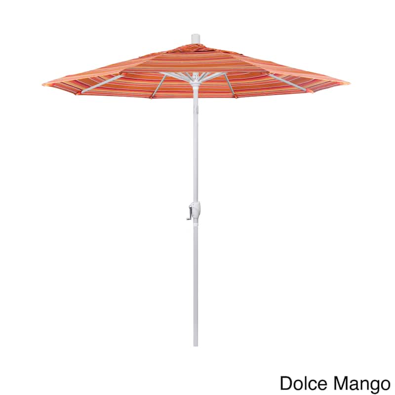 California Umbrella 7.5' Rd. Aluminum Patio Umbrella, Crank Lift with Push Button Tilt, White Finish, Sunbrella Fabric - Dolce Mango