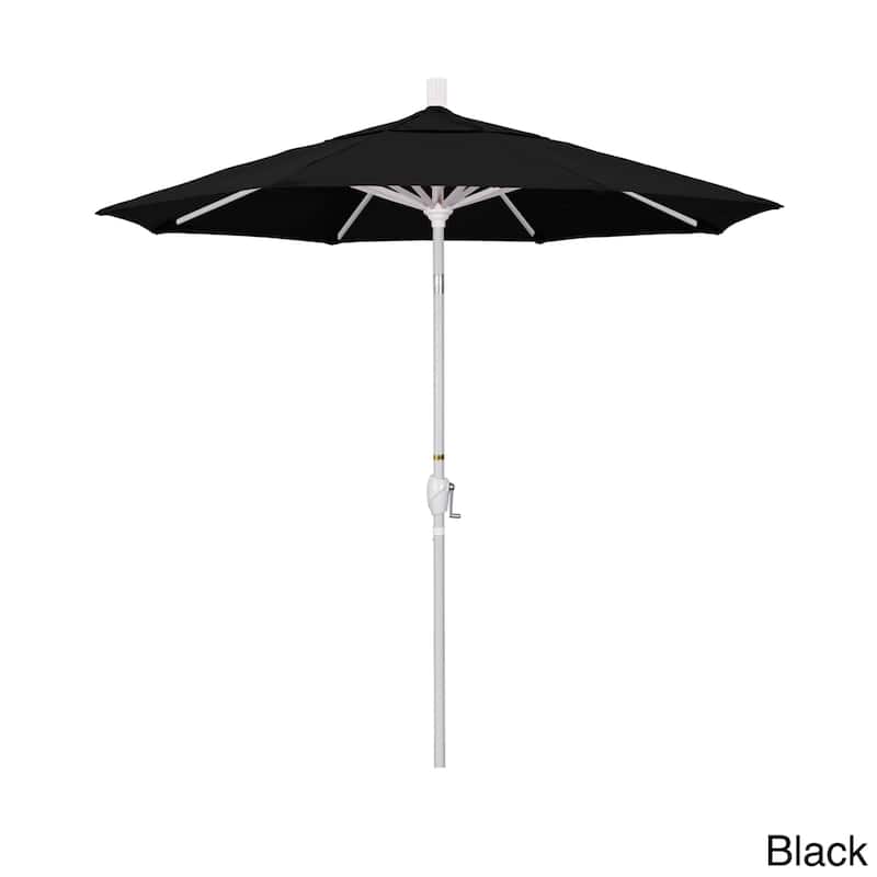 California Umbrella 7.5' Rd. Aluminum Patio Umbrella, Crank Lift with Push Button Tilt, White Finish, Sunbrella Fabric - Black