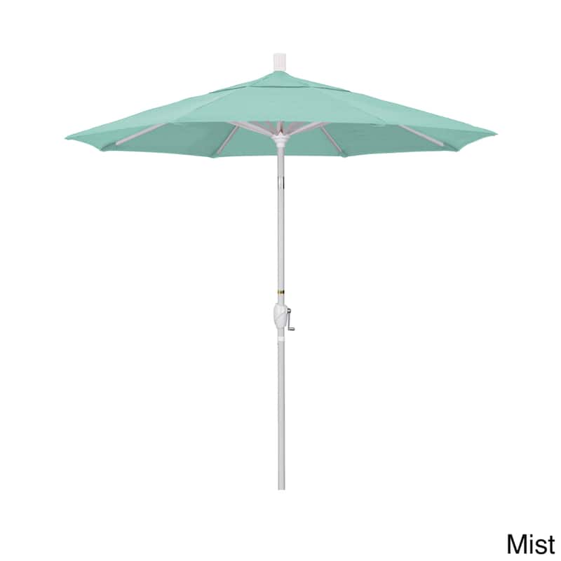 California Umbrella 7.5' Rd. Aluminum Patio Umbrella, Crank Lift with Push Button Tilt, White Finish, Sunbrella Fabric