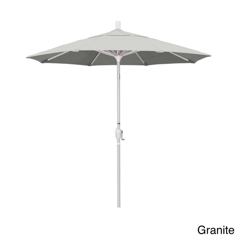 California Umbrella 7.5' Rd. Aluminum Patio Umbrella, Crank Lift with Push Button Tilt, White Finish, Sunbrella Fabric - Granite