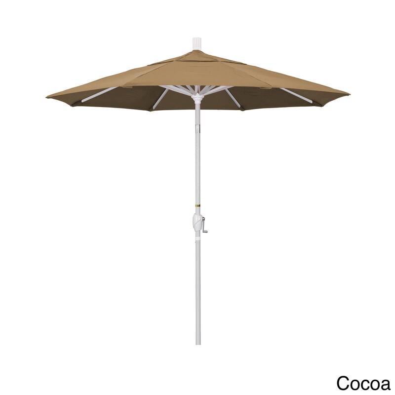 California Umbrella 7.5' Rd. Aluminum Patio Umbrella, Crank Lift with Push Button Tilt, White Finish, Sunbrella Fabric - Cocoa