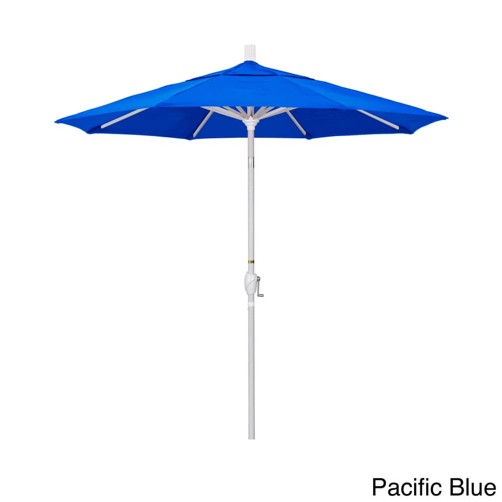 California Umbrella 7.5' Rd. Aluminum Patio Umbrella, Crank Lift with Push Button Tilt, White Finish, Sunbrella Fabric