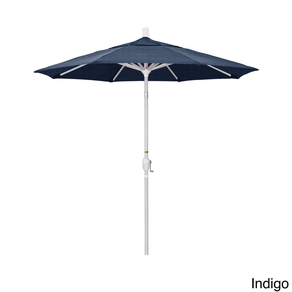 California Umbrella 7.5' Rd. Aluminum Patio Umbrella, Crank Lift with Push Button Tilt, White Finish, Sunbrella Fabric