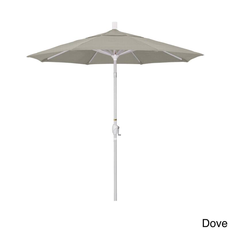 California Umbrella 7.5' Rd. Aluminum Patio Umbrella, Crank Lift with Push Button Tilt, White Finish, Sunbrella Fabric - Spectrum Dove
