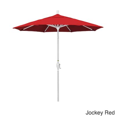 California Umbrella 7.5' Rd. Aluminum Patio Umbrella, Crank Lift with Push Button Tilt, White Finish, Sunbrella Fabric