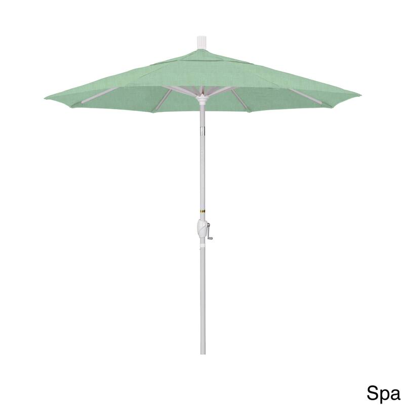 California Umbrella 7.5' Rd. Aluminum Patio Umbrella, Crank Lift with Push Button Tilt, White Finish, Sunbrella Fabric - Spa