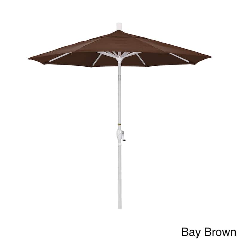 California Umbrella 7.5' Rd. Aluminum Patio Umbrella, Crank Lift with Push Button Tilt, White Finish, Sunbrella Fabric - Bay Brown