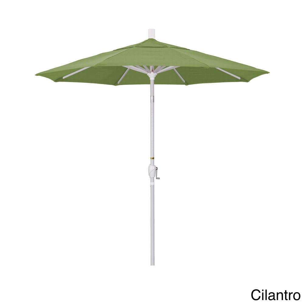 California Umbrella 7.5' Rd. Aluminum Patio Umbrella, Crank Lift with Push Button Tilt, White Finish, Sunbrella Fabric