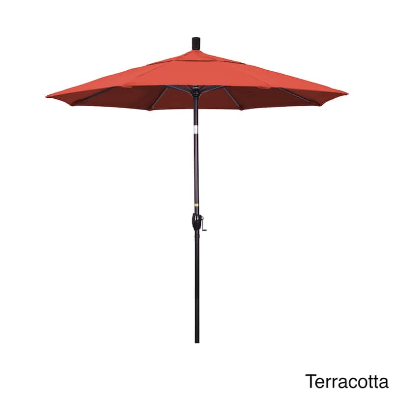 California Umbrella 7.5' Rd. Aluminum Patio Umbrella, Crank Lift with Push Button Tilt, Bronze Finish, Sunbrella Fabric
