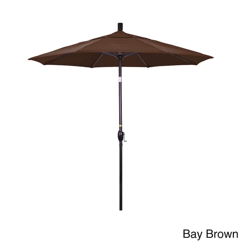 California Umbrella 7.5' Rd. Aluminum Patio Umbrella, Crank Lift with Push Button Tilt, Bronze Finish, Sunbrella Fabric