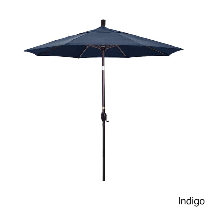 California Umbrella 7.5' Rd. Aluminum Patio Umbrella, Crank Lift with Push Button Tilt, Bronze Finish, Sunbrella Fabric