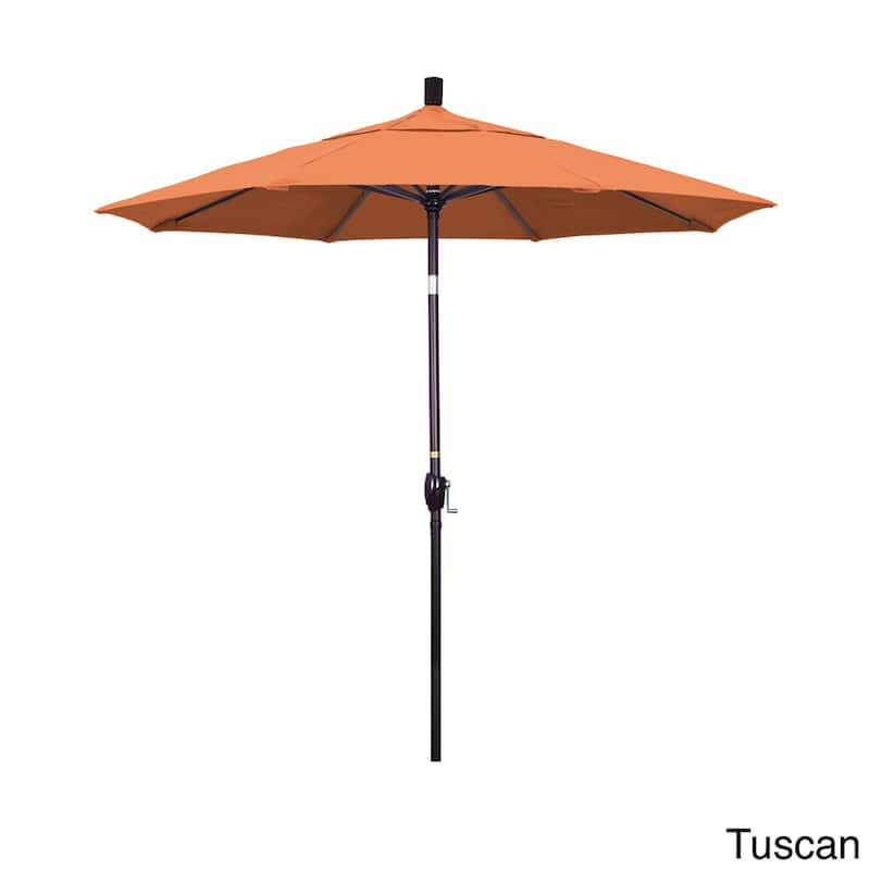 California Umbrella 7.5' Rd. Aluminum Patio Umbrella, Crank Lift with Push Button Tilt, Bronze Finish, Sunbrella Fabric