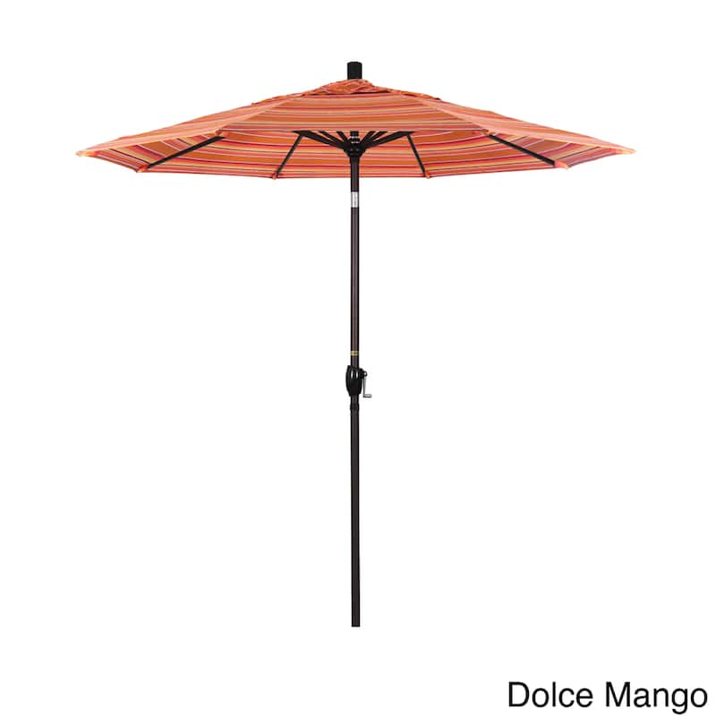 California Umbrella 7.5' Rd. Aluminum Patio Umbrella, Crank Lift with Push Button Tilt, Bronze Finish, Sunbrella Fabric - Dolce Mango