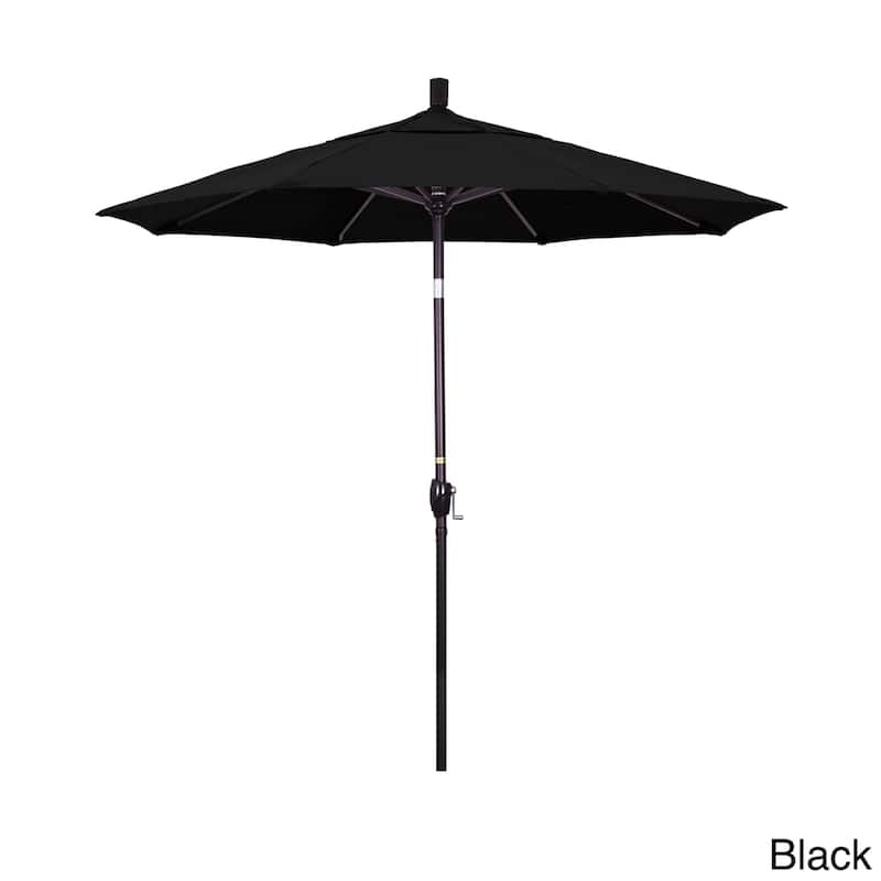 California Umbrella 7.5' Rd. Aluminum Patio Umbrella, Crank Lift with Push Button Tilt, Bronze Finish, Sunbrella Fabric