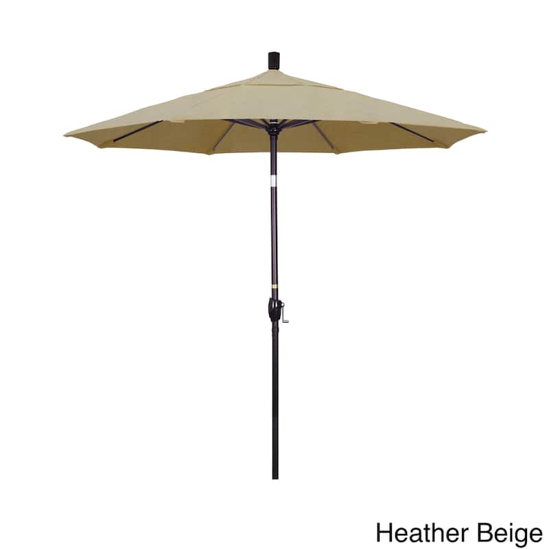 California Umbrella 7.5' Rd. Aluminum Patio Umbrella, Crank Lift with Push Button Tilt, Bronze Finish, Sunbrella Fabric