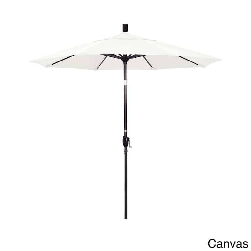 California Umbrella 7.5' Rd. Aluminum Patio Umbrella, Crank Lift with Push Button Tilt, Bronze Finish, Sunbrella Fabric