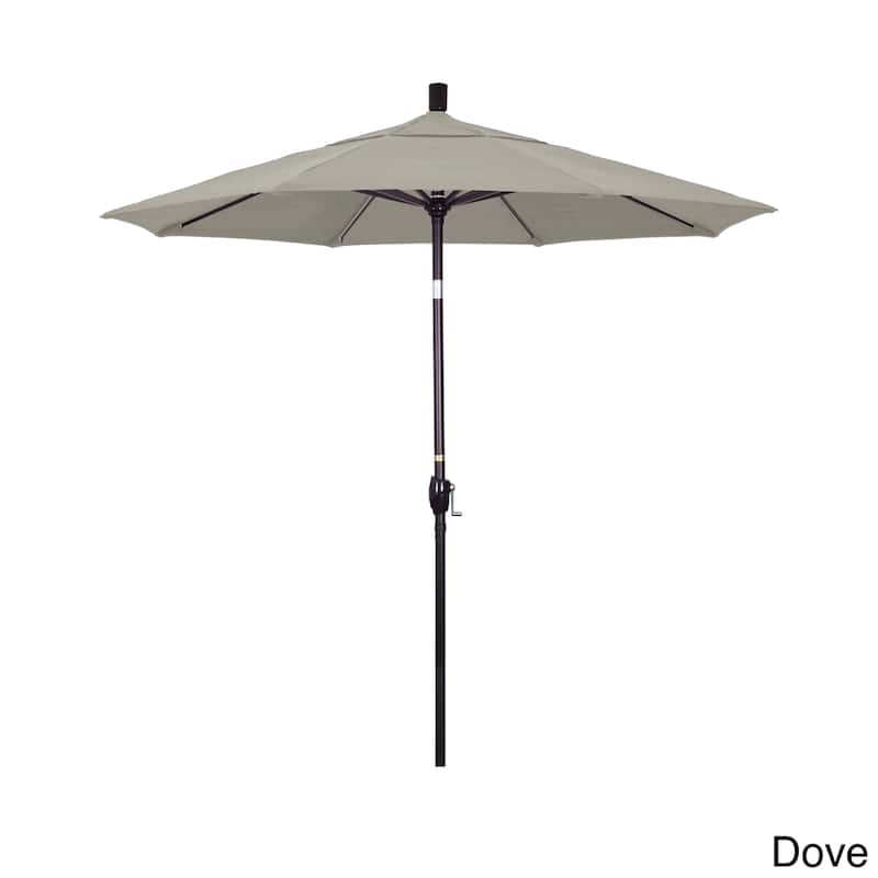 California Umbrella 7.5' Rd. Aluminum Patio Umbrella, Crank Lift with Push Button Tilt, Bronze Finish, Sunbrella Fabric