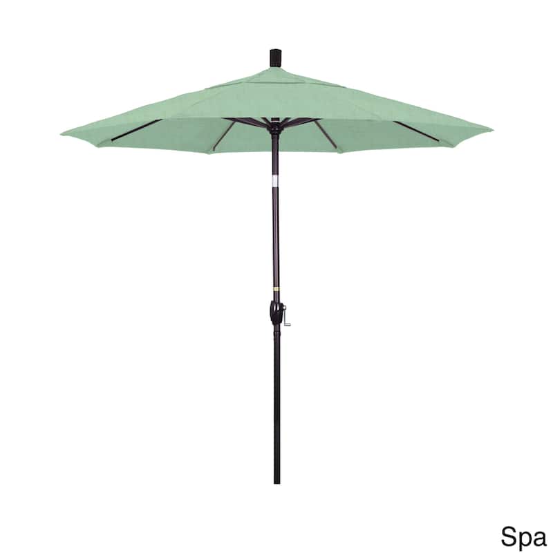 California Umbrella 7.5' Rd. Aluminum Patio Umbrella, Crank Lift with Push Button Tilt, Bronze Finish, Sunbrella Fabric