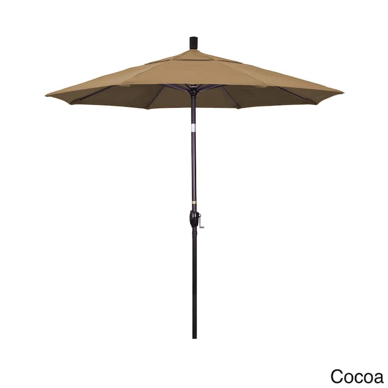 California Umbrella 7.5' Rd. Aluminum Patio Umbrella, Crank Lift with Push Button Tilt, Bronze Finish, Sunbrella Fabric