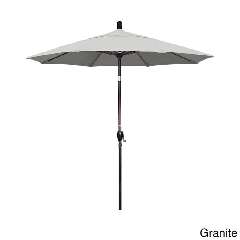 California Umbrella 7.5' Rd. Aluminum Patio Umbrella, Crank Lift with Push Button Tilt, Bronze Finish, Sunbrella Fabric