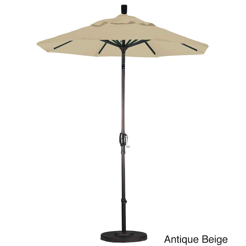 California Umbrella 6' Rd. Aluminum Patio Umbrella, Crank Lift, Push Button Tilt, Sunbrella fabric, Bronze Finish