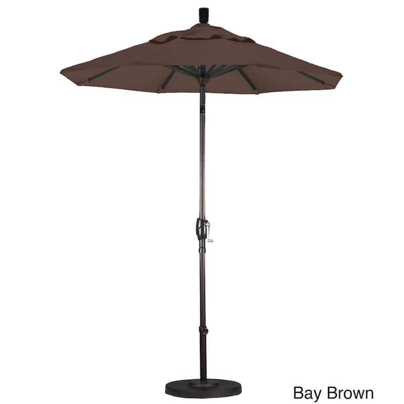 California Umbrella 6' Rd. Aluminum Patio Umbrella, Crank Lift, Push Button Tilt, Sunbrella fabric, Bronze Finish