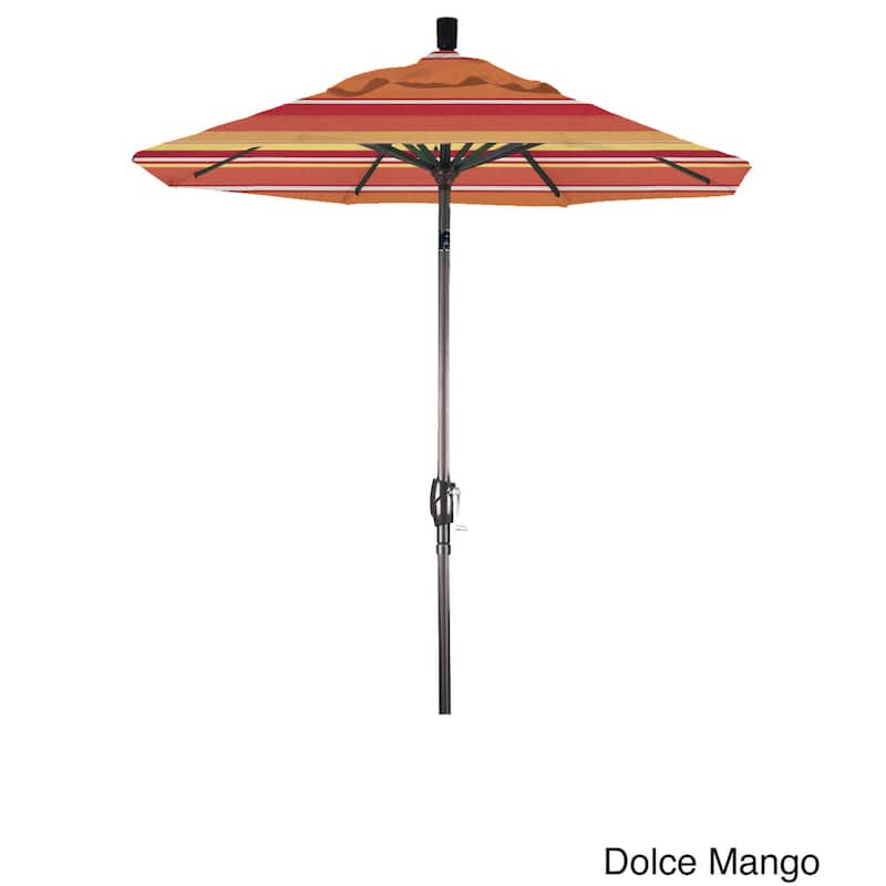 California Umbrella 6' Rd. Aluminum Patio Umbrella, Crank Lift, Push Button Tilt, Sunbrella fabric, Bronze Finish