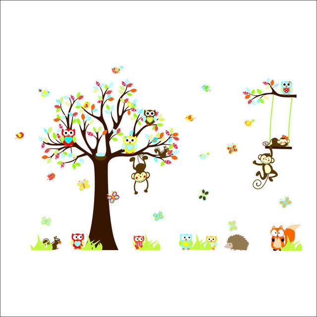 HomeSource Forest of Monkeys and Friends Multicolor 12-inch x 36-inch Removable Wall Graphic
