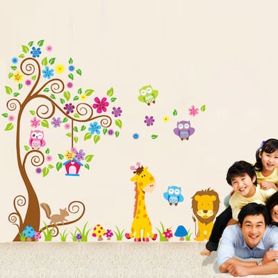 Swirl Tree of Safari and Friends' 12-inch x 36-inch Removable Wall Art Decal