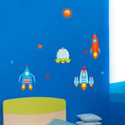 HomeSource Rockets in Flight 12-inch x 36-inch Removable Graphic Decals