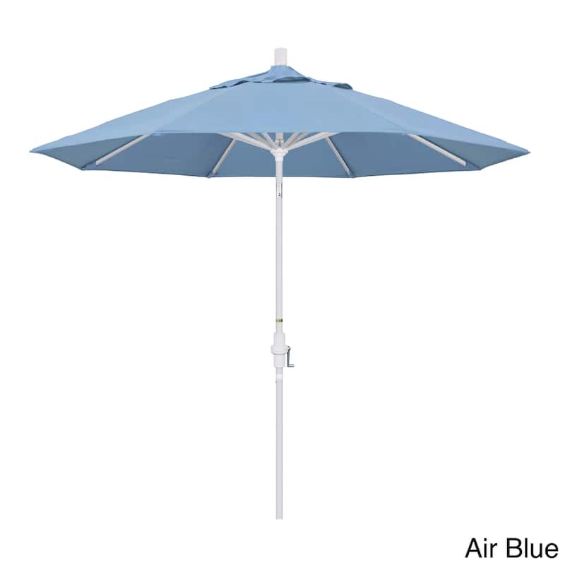 California Umbrella 9' Rd. Aluminum Patio Umbrella, Deluxe Crank Lift with Collar Tilt, White Frame Finish, Sunbrella Fabric
