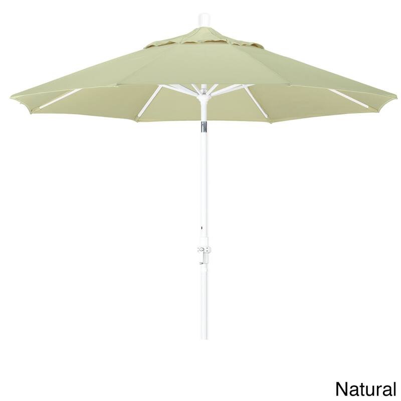 California Umbrella 9' Rd. Aluminum Patio Umbrella, Deluxe Crank Lift with Collar Tilt, White Frame Finish, Sunbrella Fabric