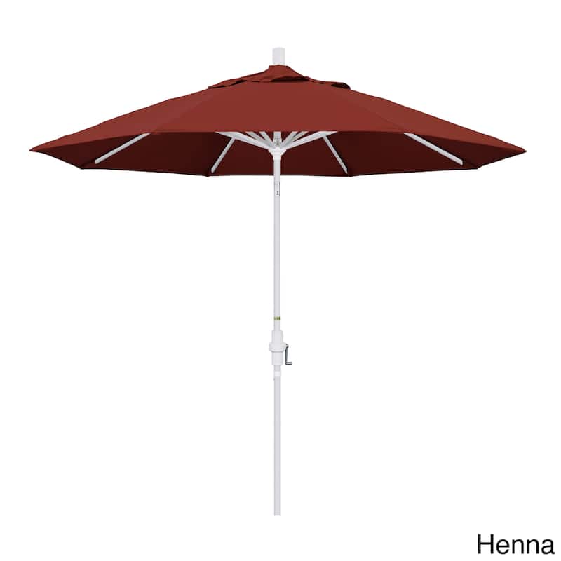 California Umbrella 9' Rd. Aluminum Patio Umbrella, Deluxe Crank Lift with Collar Tilt, White Frame Finish, Sunbrella Fabric